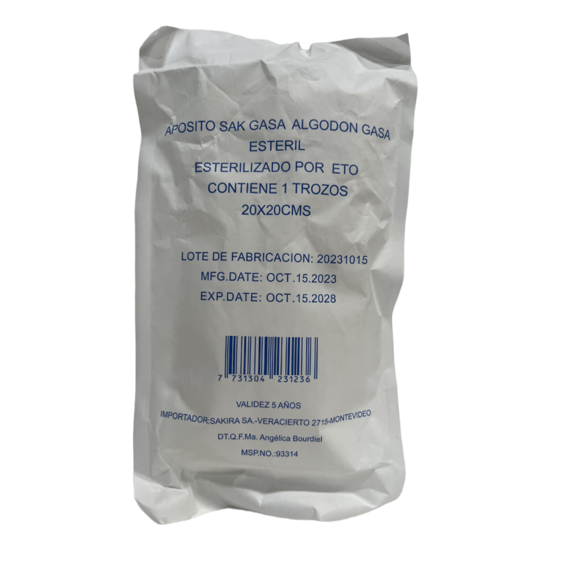 APOSITO ESTERIL 20X20cm GASA ALGODON GASA SKM