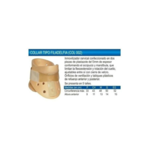 COLLARETE CERVICAL FILADELFIA ADULTO, Tamaños P, M ó G